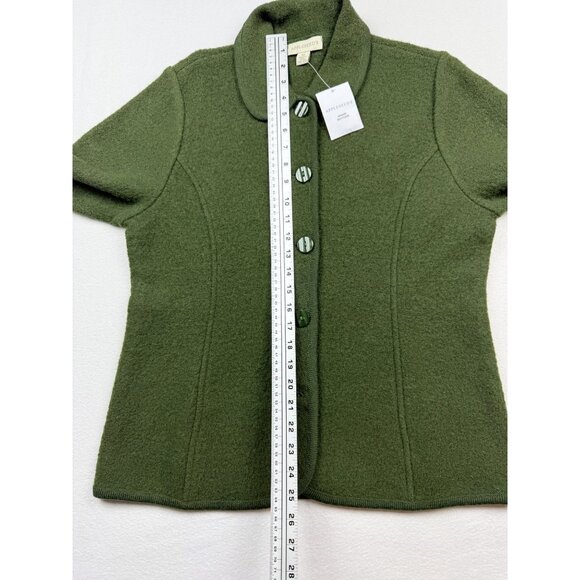 APPLESEEDS Boiled Wool Cardigan Sweater Size M Womens Full Button Green NWT - Picture 8 of 8